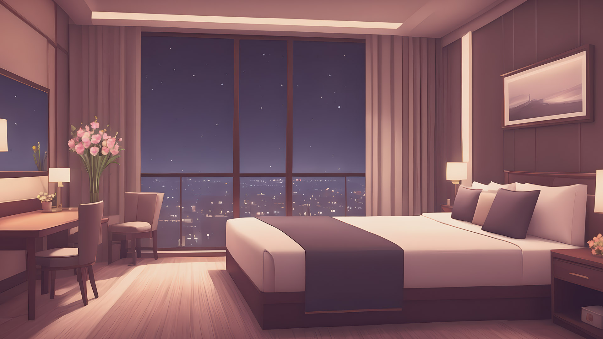 AI-generated hotel room environment before live-action compositing